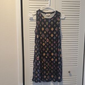 LOFT Navy Dress with Multicolor Floral Accents 18" PTP